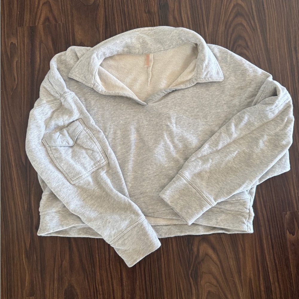 Free People Gray Collared Sweatshirt